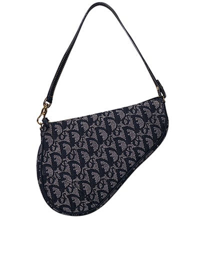 Mini Saddle Pochette Bag, &pound;450, Handbags, Black/Blue/Grey, Canvas, Front view